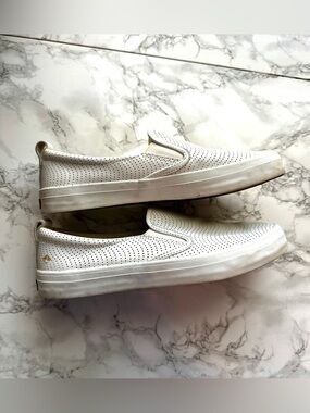 Sperry seaside perforated slip on leather white 10